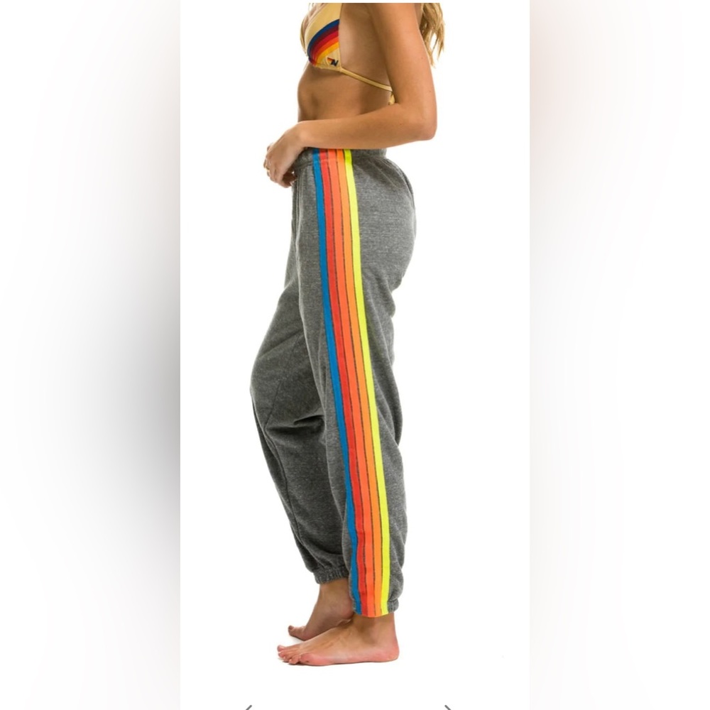 Aviator nation sweatpants 5 STRIPE SWEATPANTS - HEATHER GREY // NEON RAINBOW